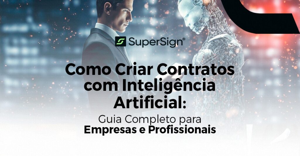 Ilustração representando o uso de inteligência artificial para a criação automatizada e segura de contratos digitais.