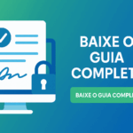 Ilustração vetorial de documento assinado digitalmente com cadeado e botão ‘Baixe o Guia Completo’, nas cores verde-azul da SuperSign