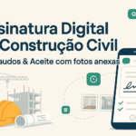 Assinatura digital na construção civil: OS, laudos e aceite com fotos anexas no celular
