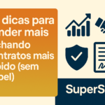 Banner com o texto 10 dicas para vender mais fechando contratos mais rápido, ícones de gráfico, aperto de mãos, escudo e contrato assinado, destacando assinatura digital da SuperSign