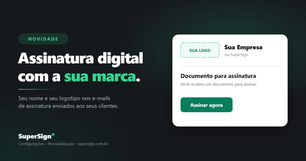 E-mail de assinatura personalizado com o logotipo e o nome da sua empresa, enviado via SuperSign