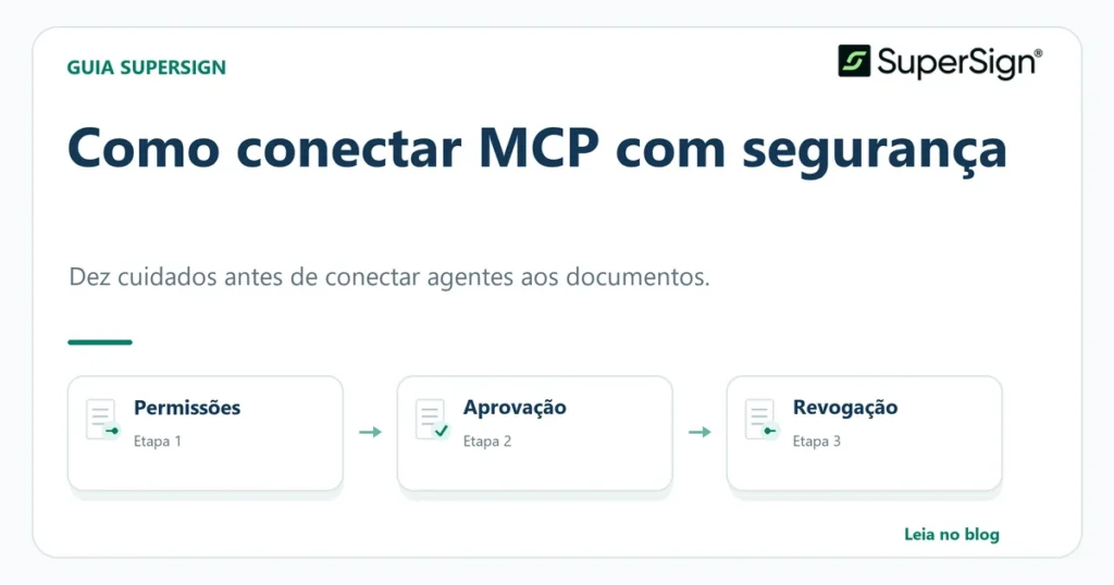 Como conectar MCP com segurança: permissões, aprovação e revogação em três cartões da SuperSign.