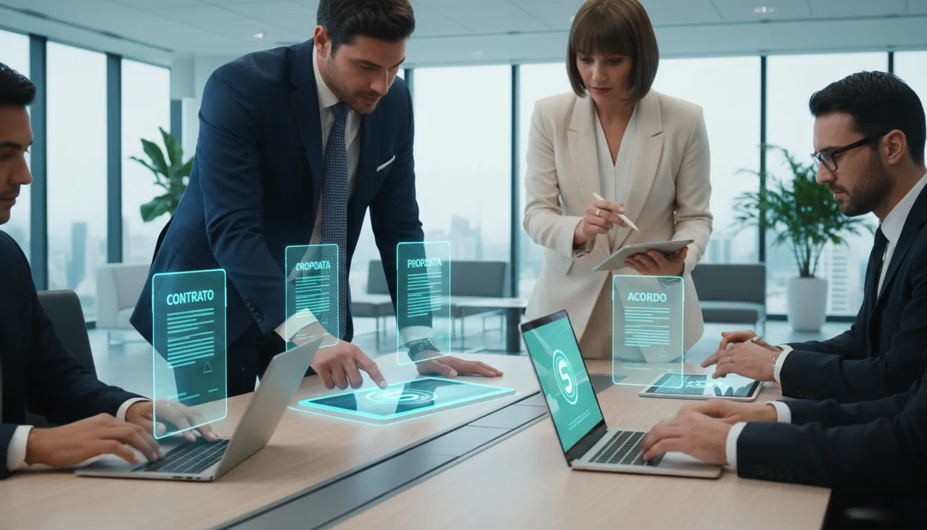 Profissionais assinam documentos online com o q é documento digitalizado, agilizando processos sem papel.